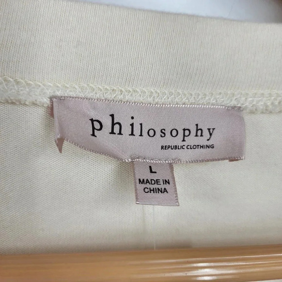 PHILOSOPHY Women's Lurex Stripe Knit Sweatshirt In Natural Sand Size L NWT - Picture 8 of 12